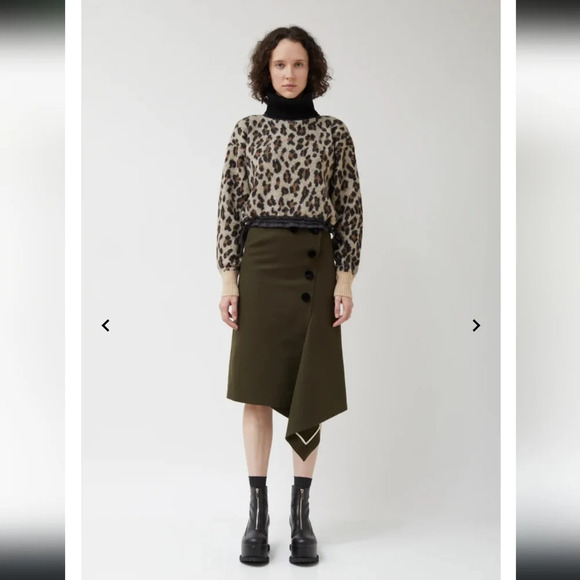 Sacai,‎ Melton Asymmetric Tight Wool Skirt, Size 2 - Picture 1 of 14